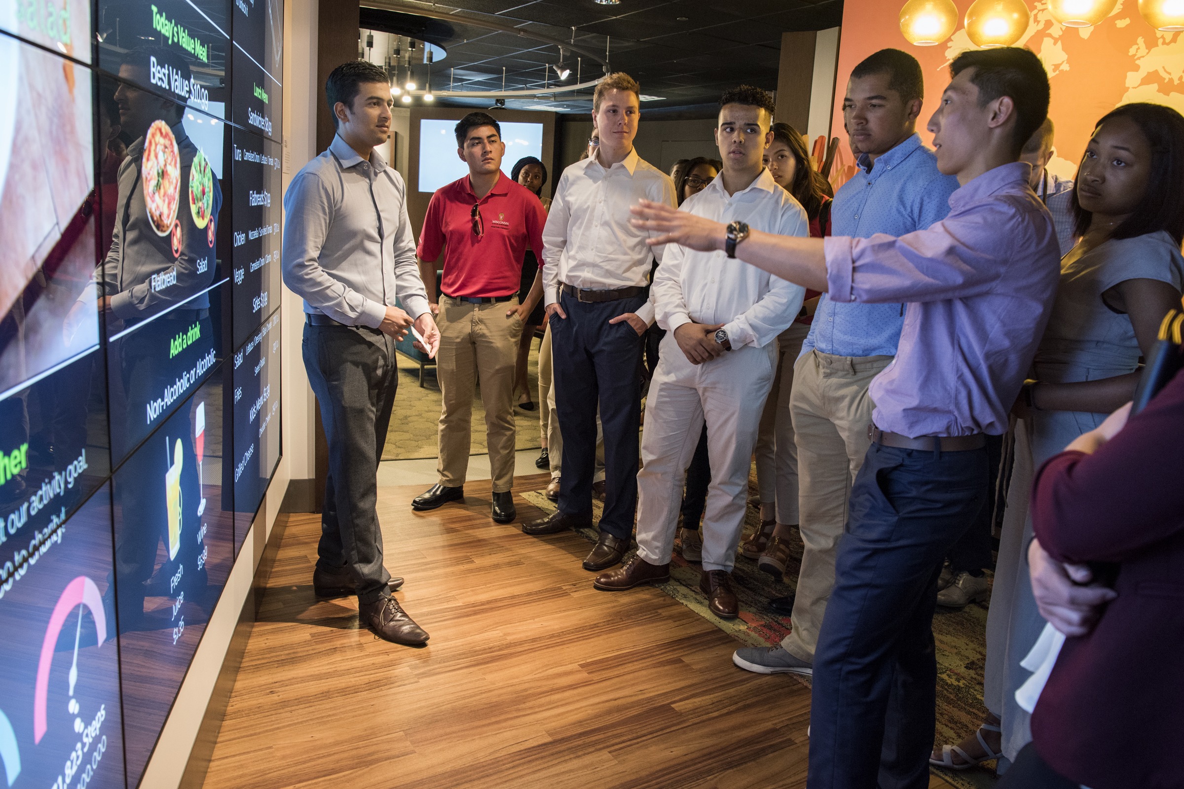 Students attending a corporate presentation