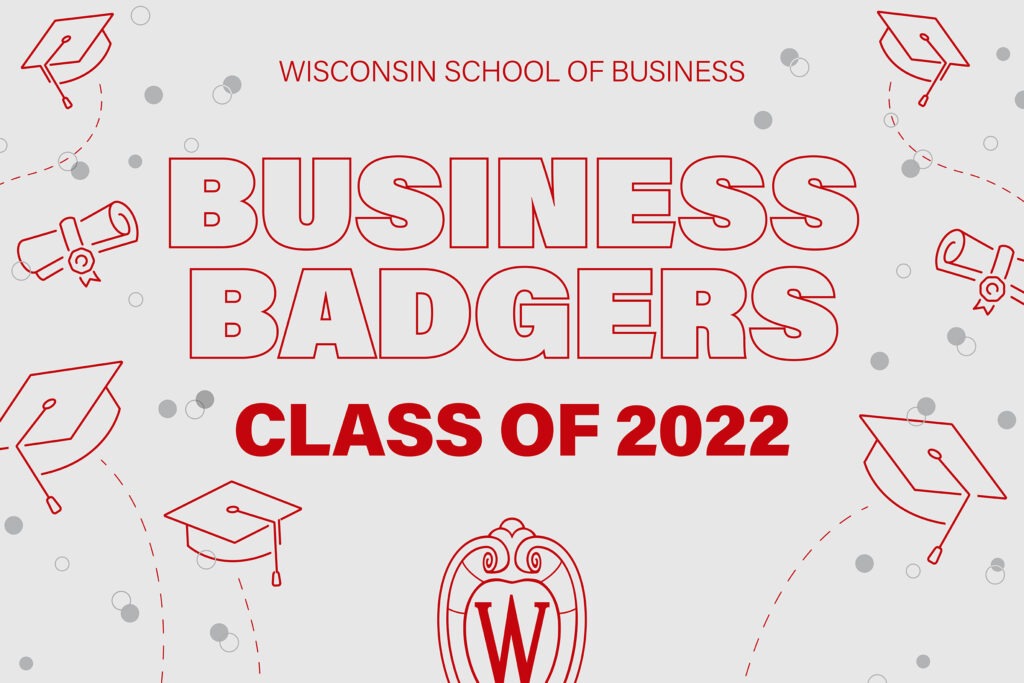 Lettering and design of Business Badger 2022 commencement