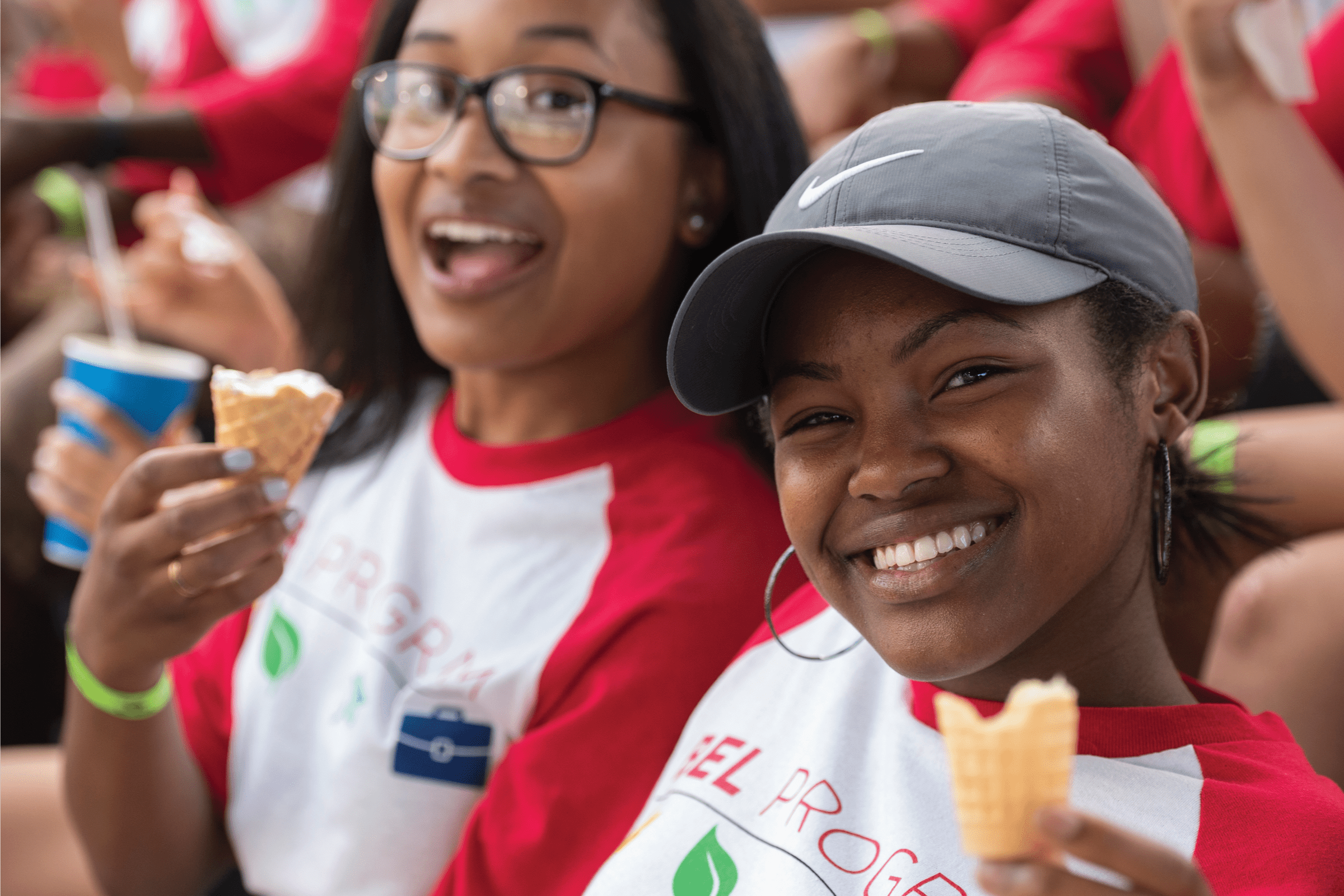 Students eating ice cream
