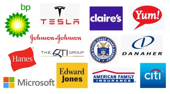 logos of companies where students are interning