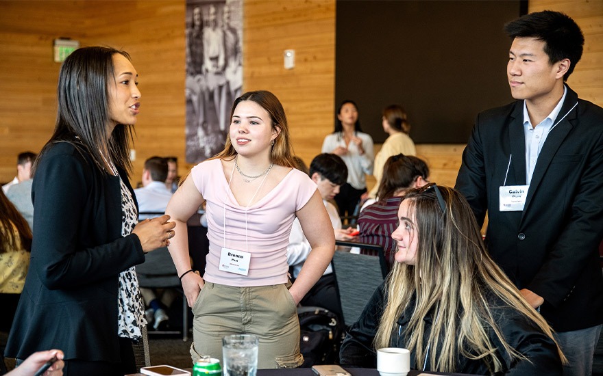 a group of students collaborates during one of the interactive sessions