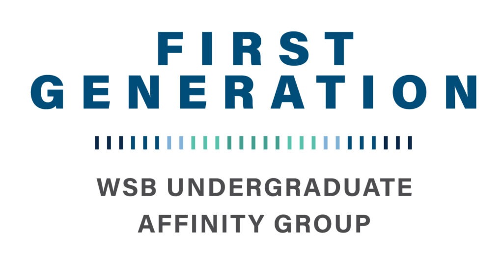 Logo for "First Generation", WSB Undergraduate Affinity Group