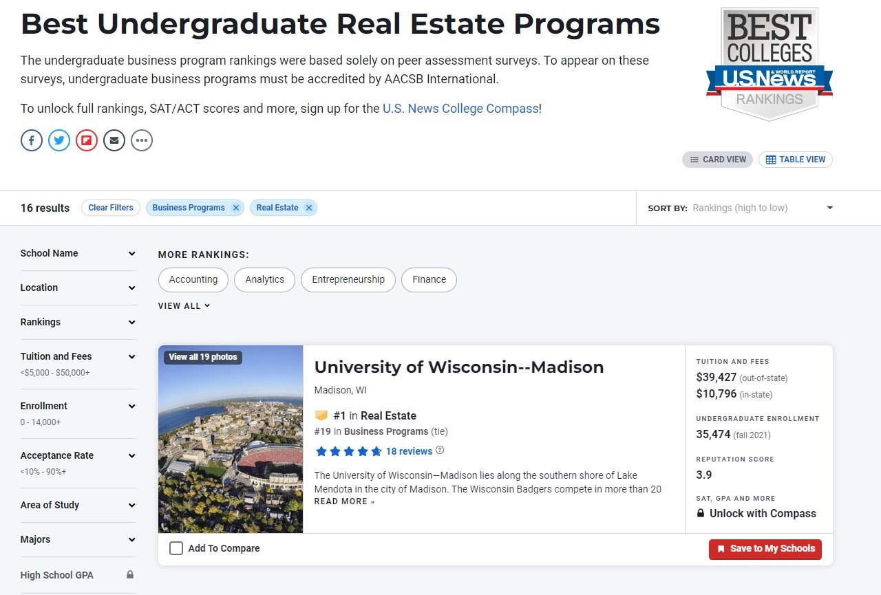 MBA in Real Estate Wisconsin School of Business
