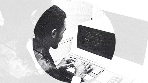 A student using a computer