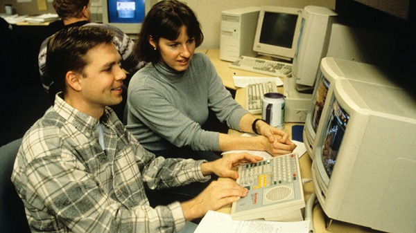 Students working on a computer