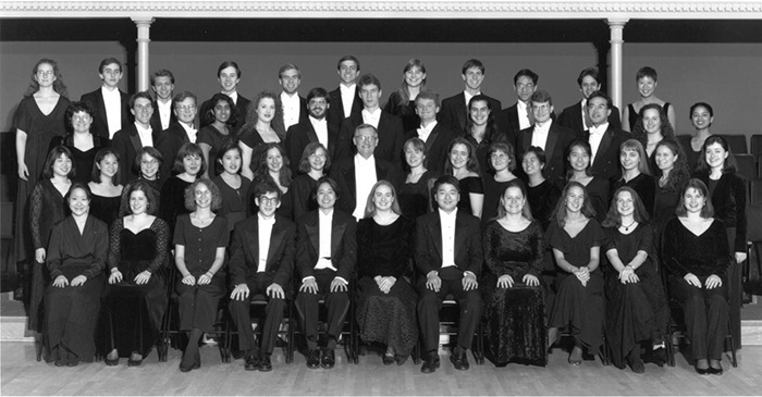 Black and white photo of choir