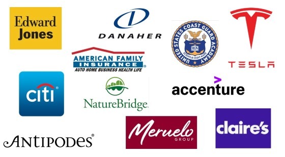 logos of companies that have employed our Class of 2022