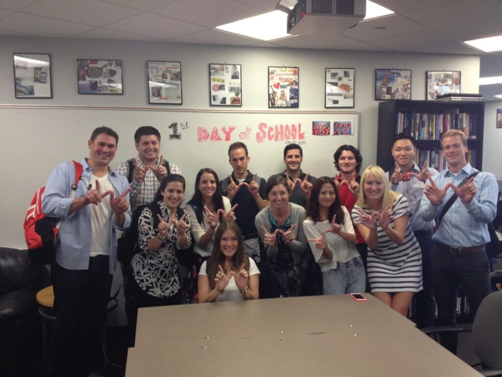 John Shin shares a photo of his classmates and him from his time as a Marketing MBA. 