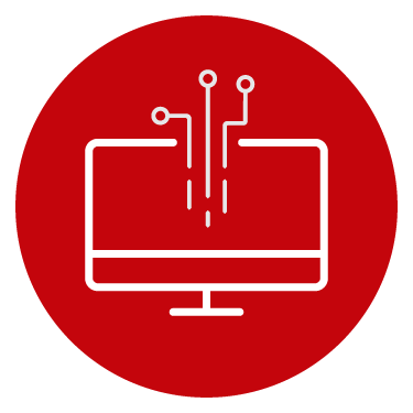 red and white icon of computer