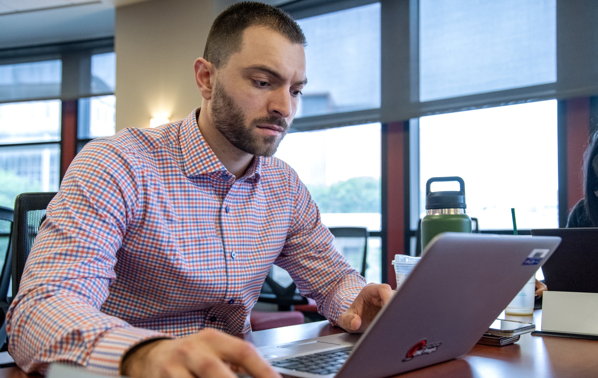 man using laptop