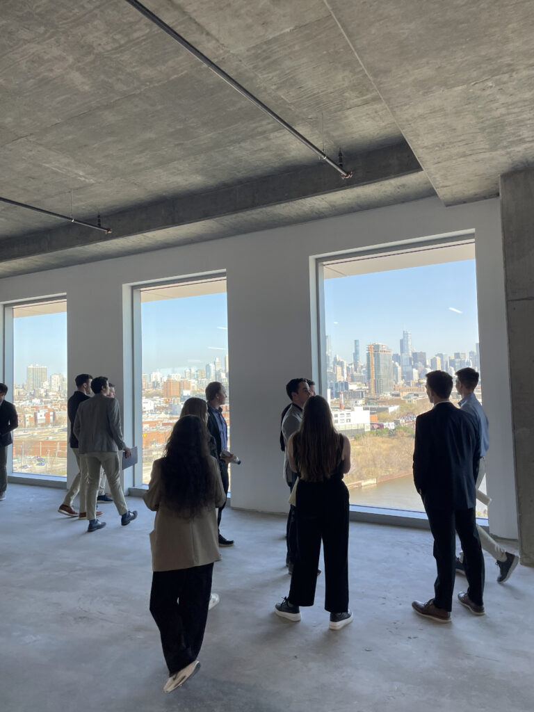 Students observing the Chicago Skyline at 1229 W Concord Place