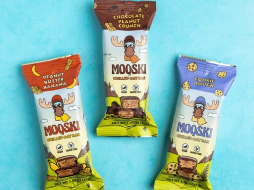 Three Mooski snack bars in their wrappers