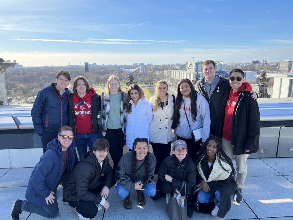 The group on the Reichstag roof