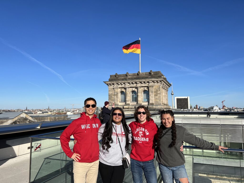 The group on the Reichstag roof