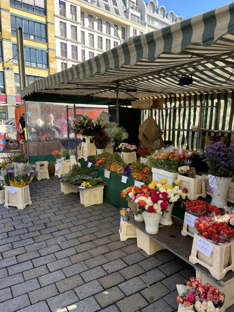 Flower stand next to the hotel