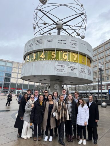 The group in front of the World Clock