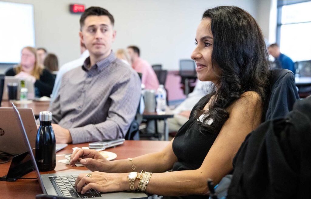 Professional MBA student Felicia Kamriani (MBA '23) participates in class