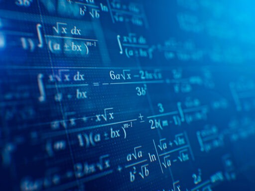 mathematical formulas on a blue background