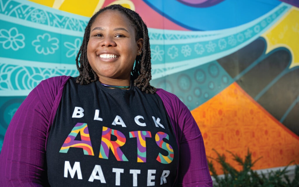 Shasparay Irvin in a Black ARTS Matter t-shirt