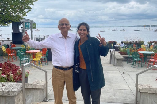 Jamie Shah and Her Father at the Memorial Union