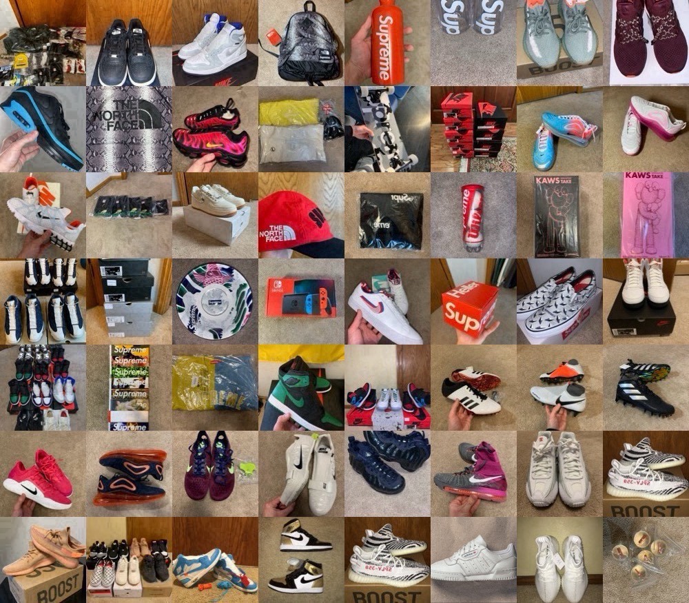 An assortment of Andrew Shaw's Sneakers