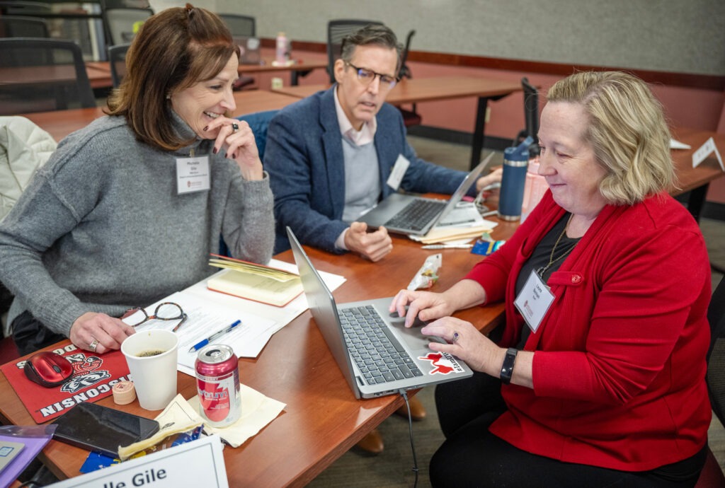 Participants collaborate during the Wisconsin Executive MBA residency pilot