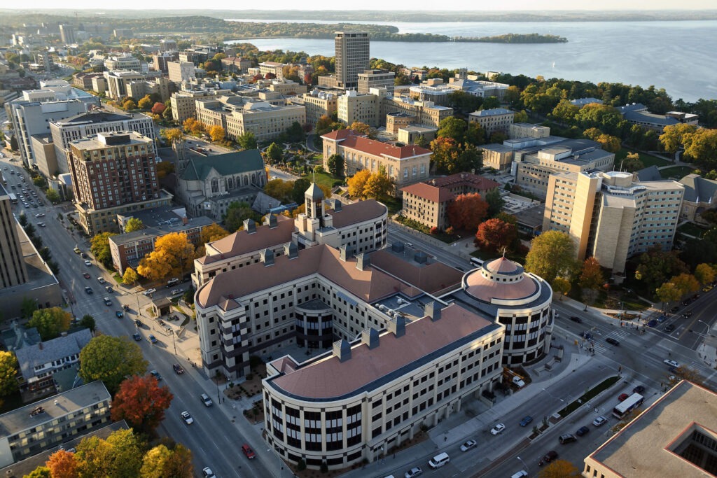 Aerial view of Grainger Hall