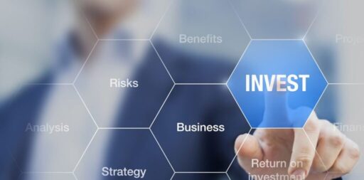 Decorative graphic with "invest" highlighted