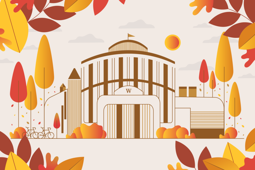 Fall illustration of Grainger Hall