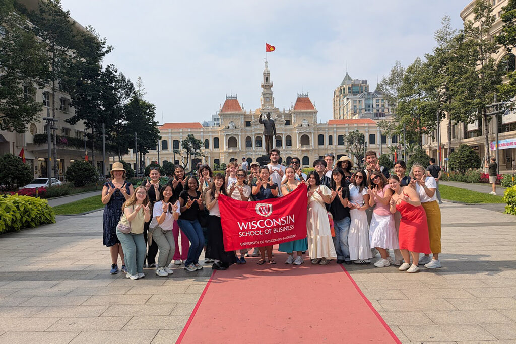 WSB students pose during a trip to Vietnam