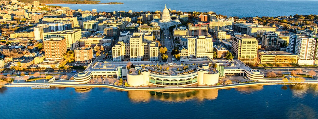 Aerial view of Monona Terrace