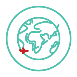 plane flying over Earth icon