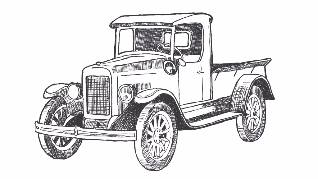Drawing of an old truck.