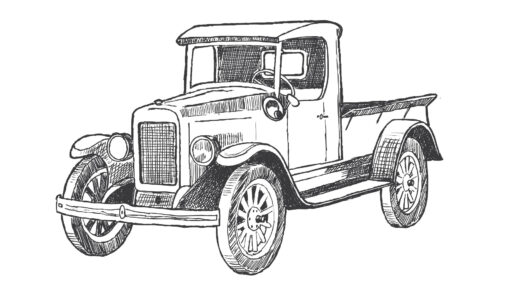 Drawing of an old truck.