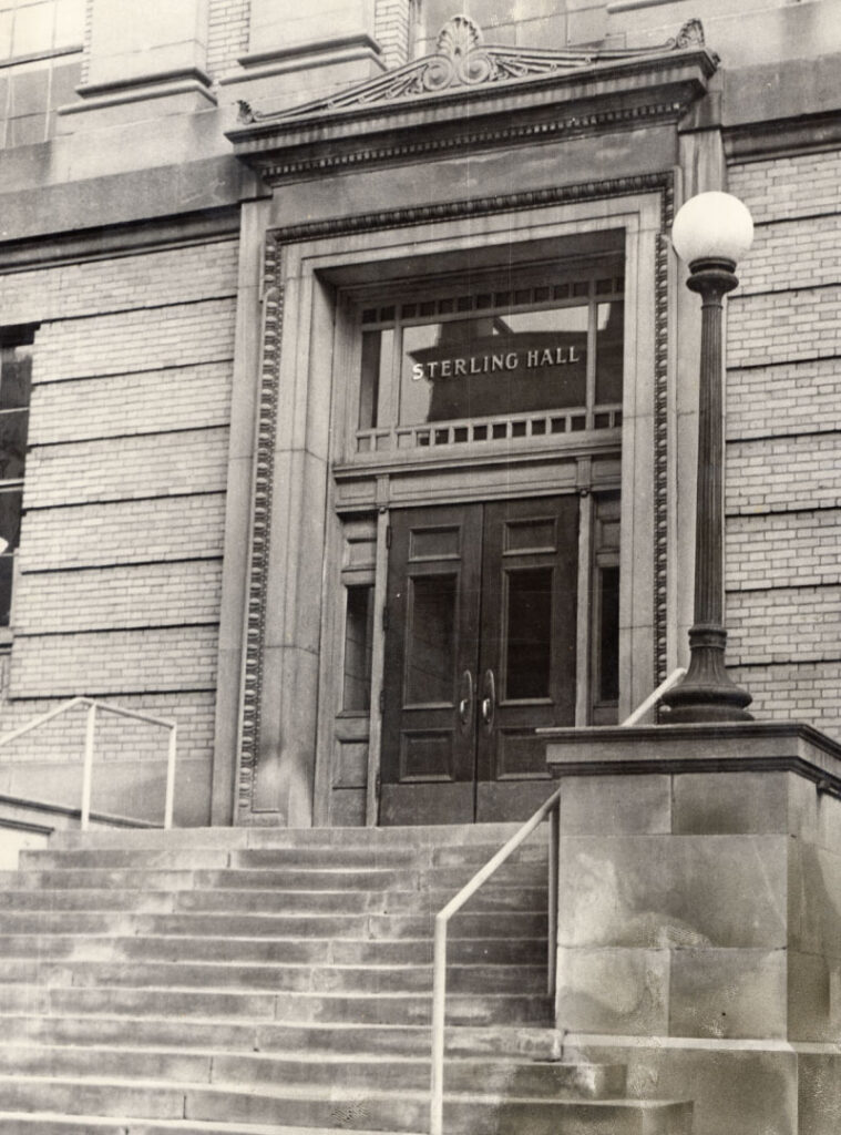 The exterior of Sterling Hall.