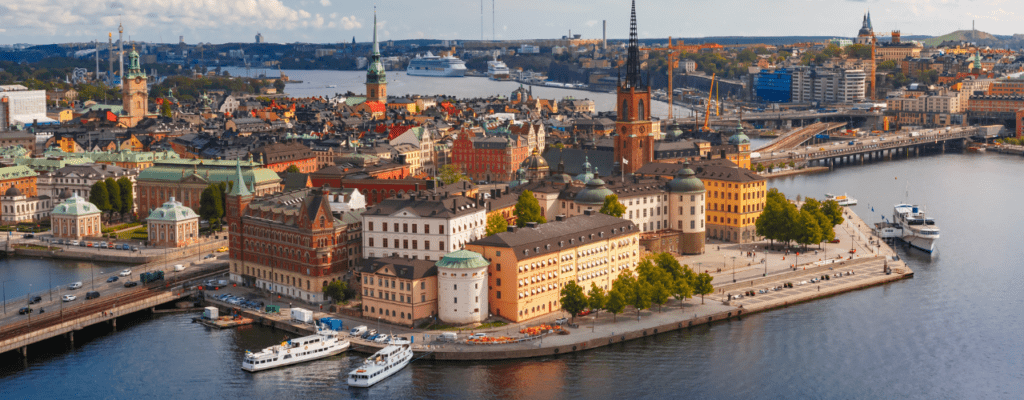 View of Sweden from a helicopter.