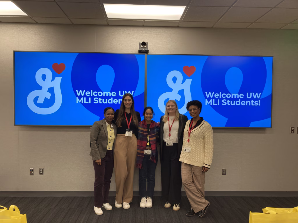 Left to right: Alanna Elie, Olivia Kossel, Priya Pathare, Cassidy Nikolai, and Naomi Bell at General Mills headquarters