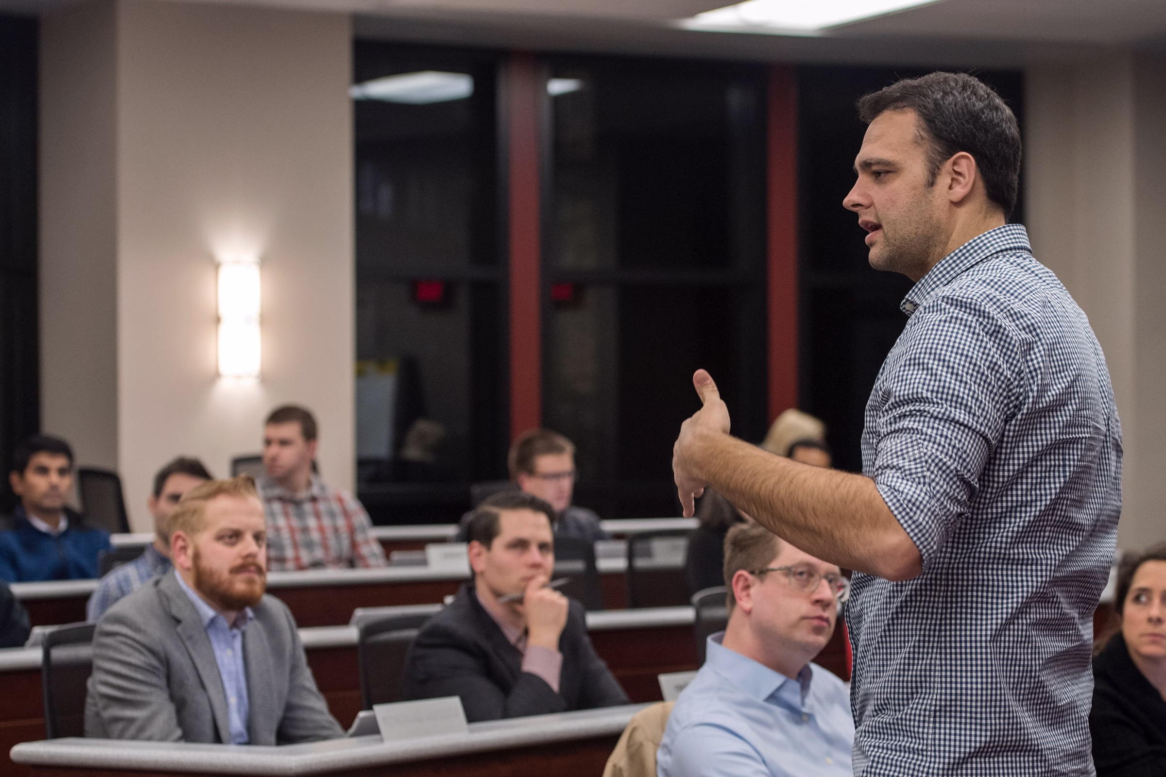 A professor teaching a class.