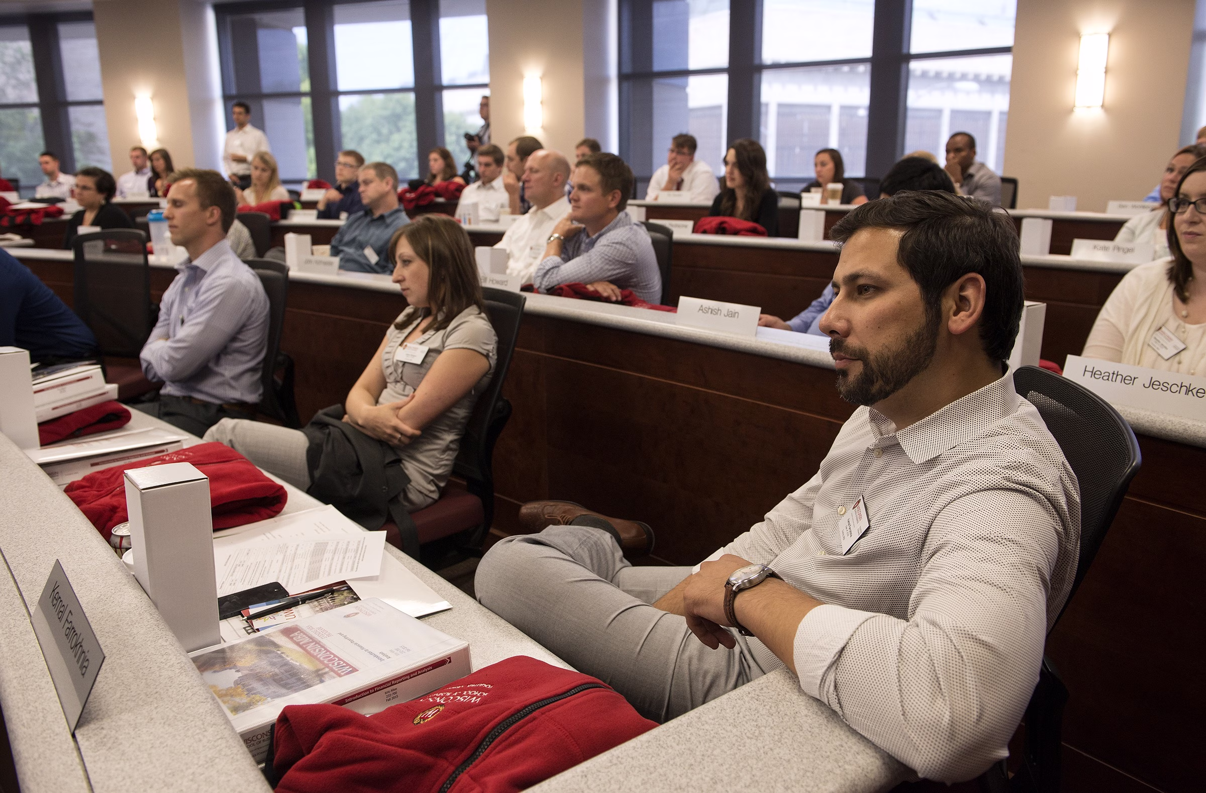 Students listen at alumni panel.