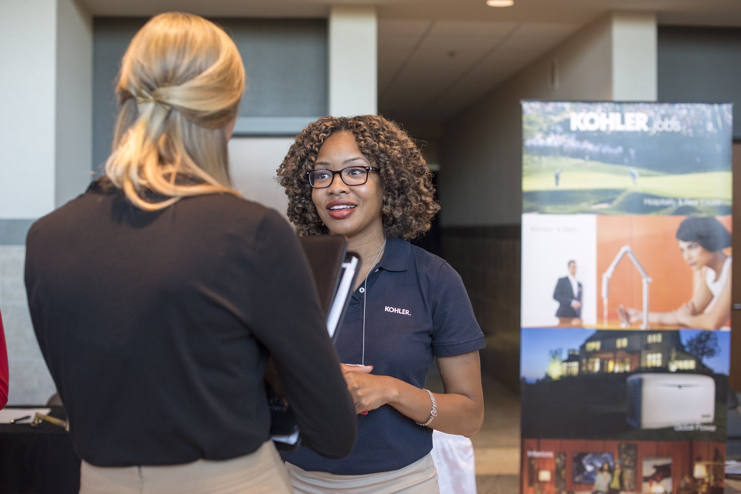 Kohler representative at a career fair.