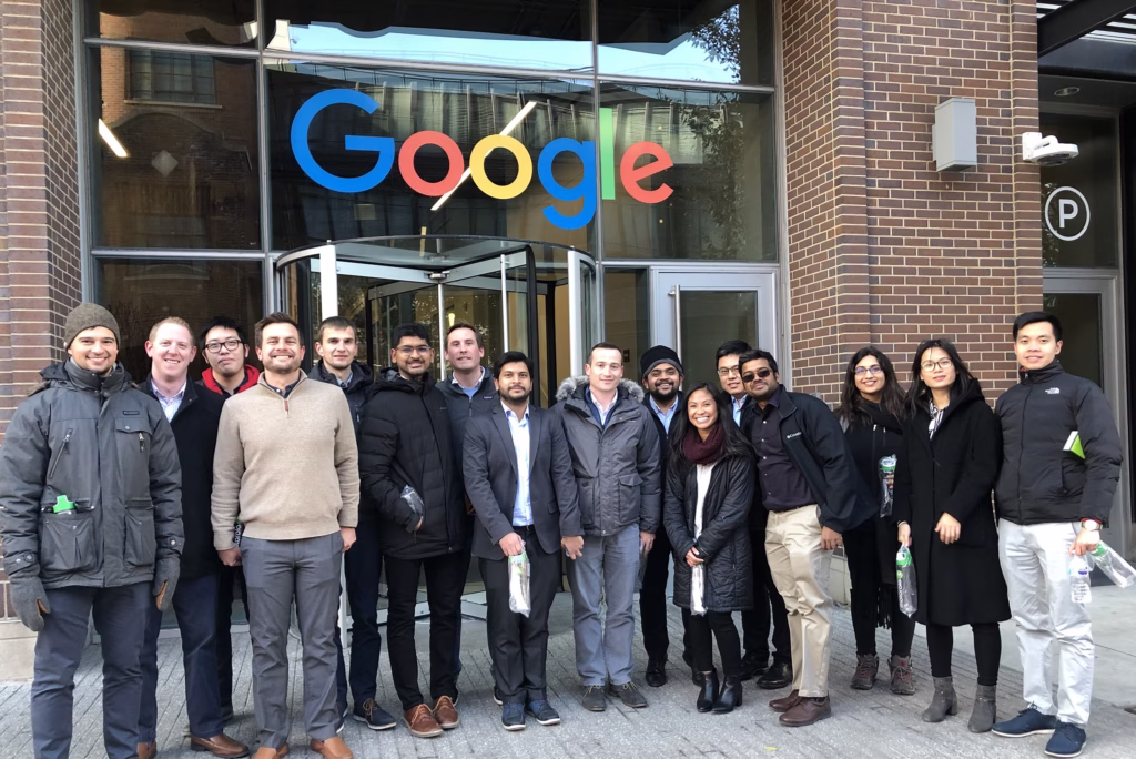 MBA students in front of Google offices.