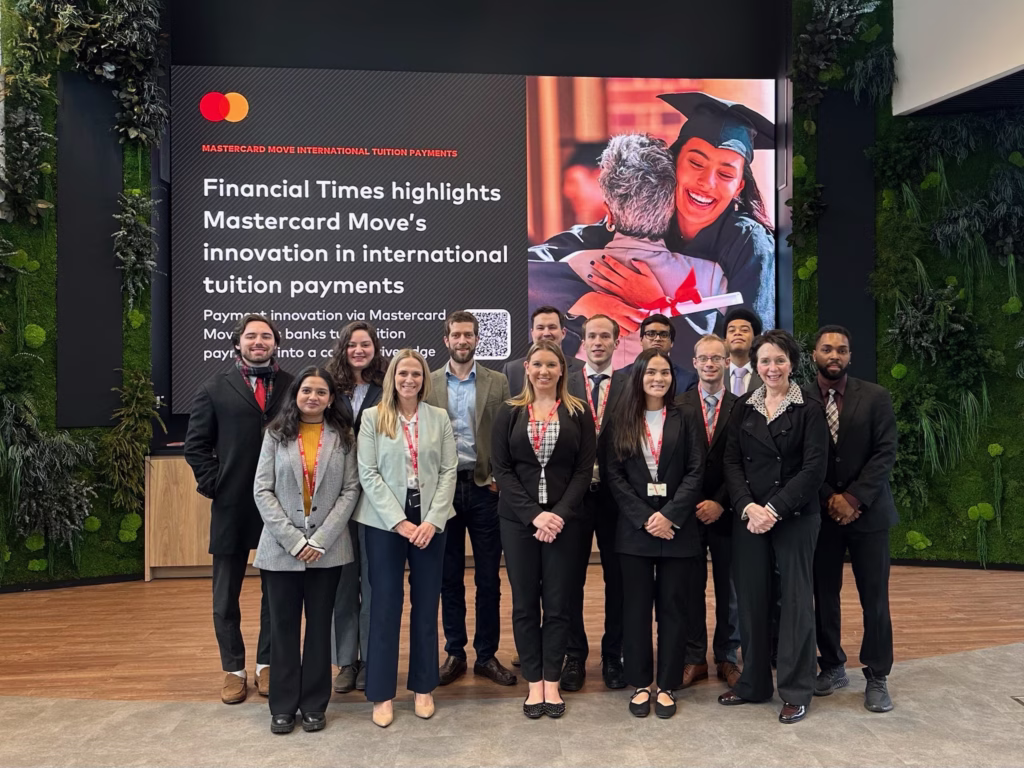 Nicholas Center students stand with Mastercard company host
