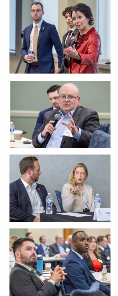 collage of advisory board members and students. 