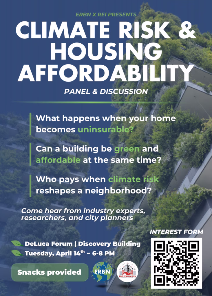 Flyer for Climate Risk & Housing Affordability.