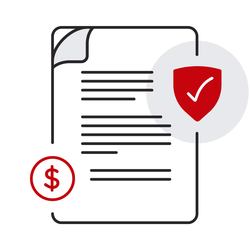 document with checkmark and dollar sign icon.