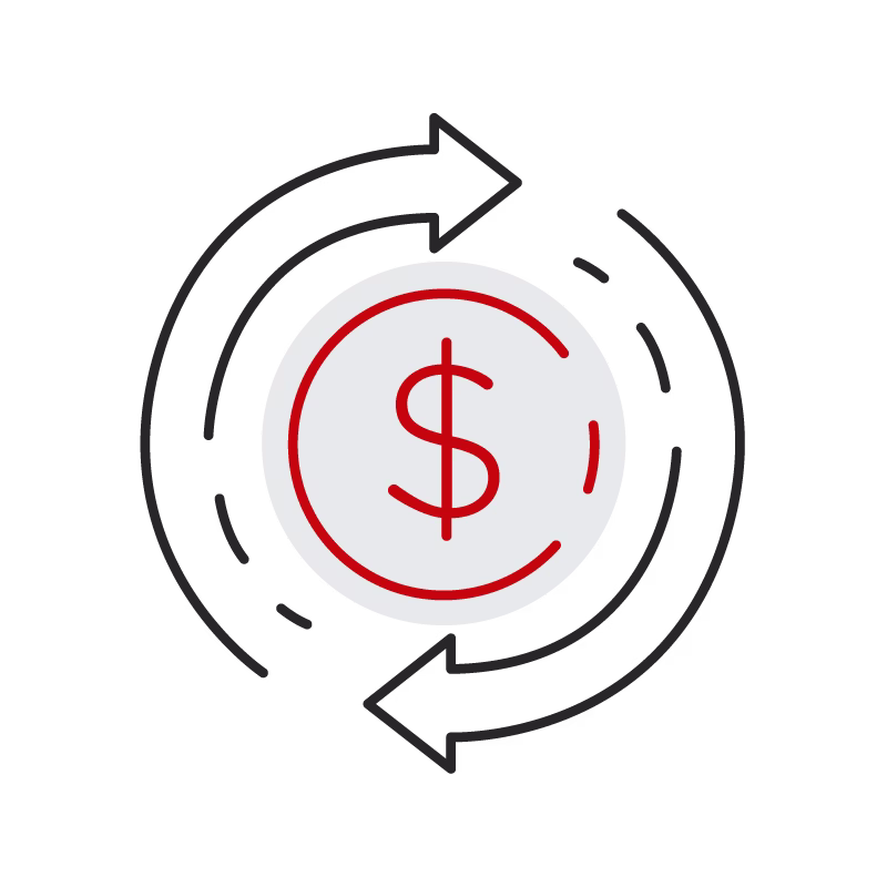 two arrows circling money