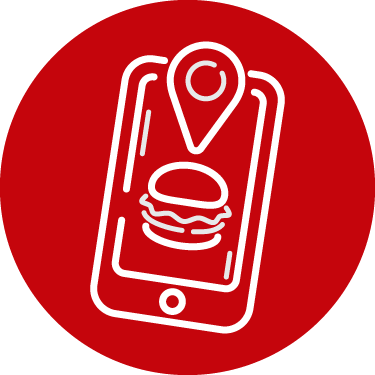 icon of a mobile phone showing a hamburger