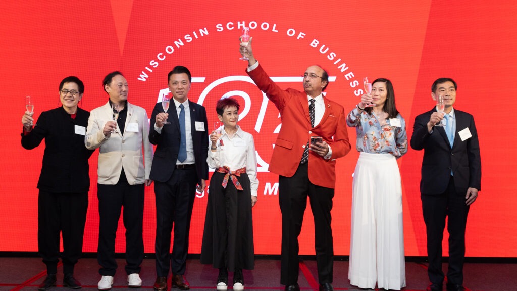 Dean Samba giving a toast at Hong Kong alumni event.