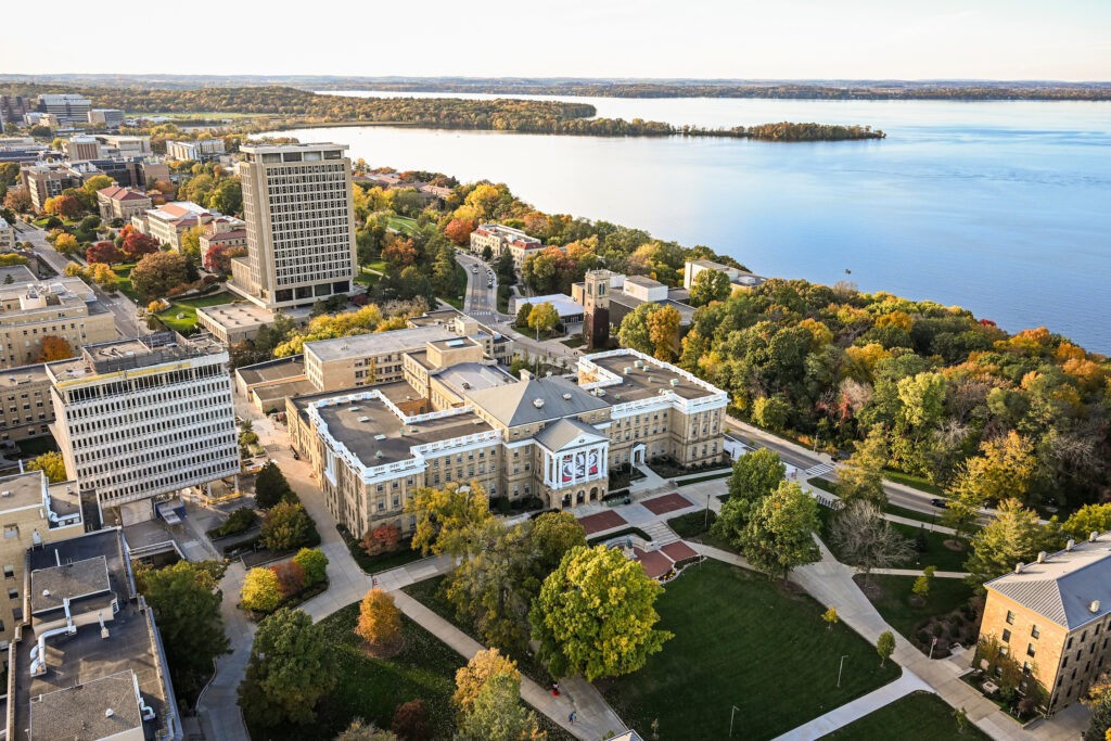 Aerial view of Bascom Hall.