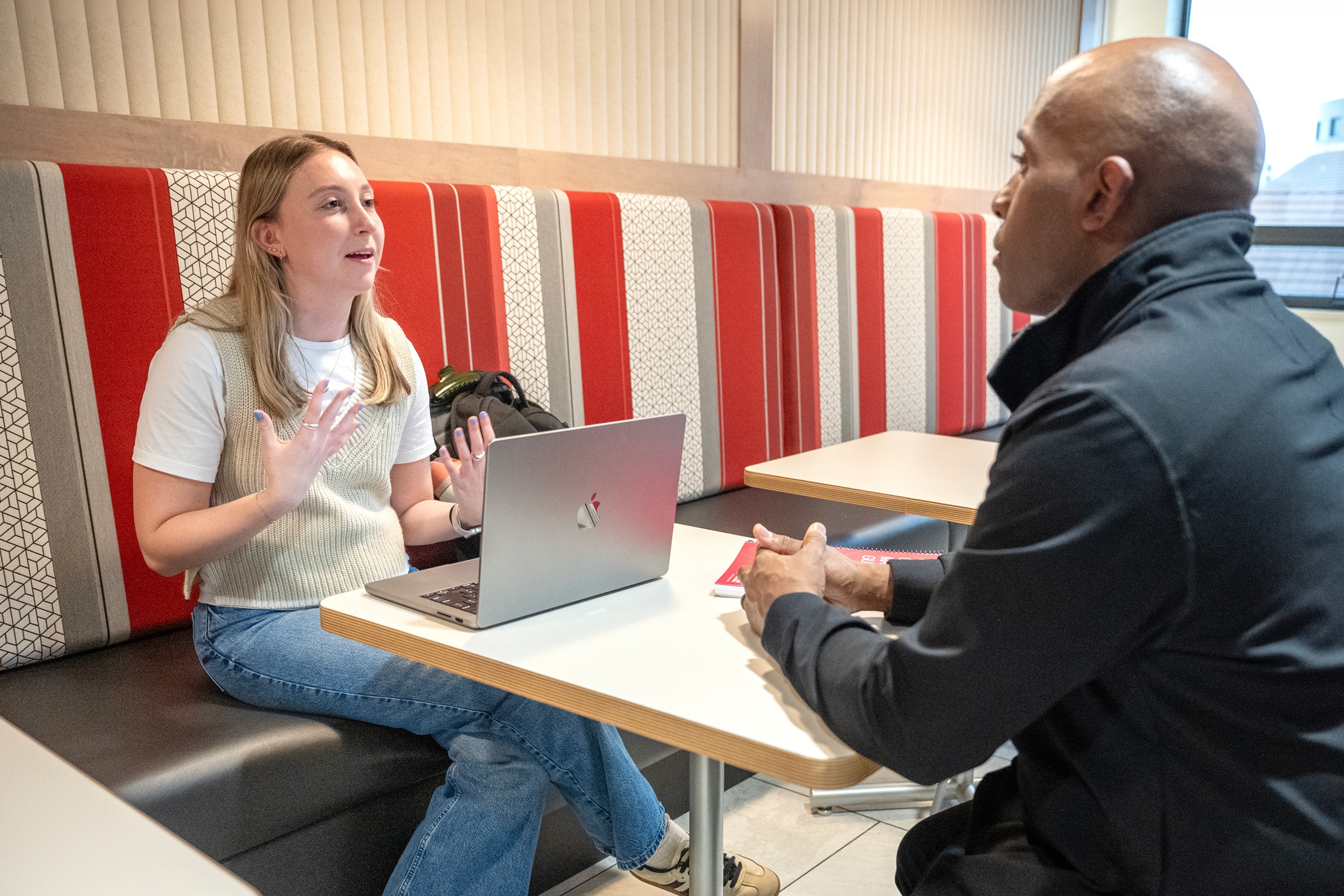 Hannah Goldberg meets with her career coach.